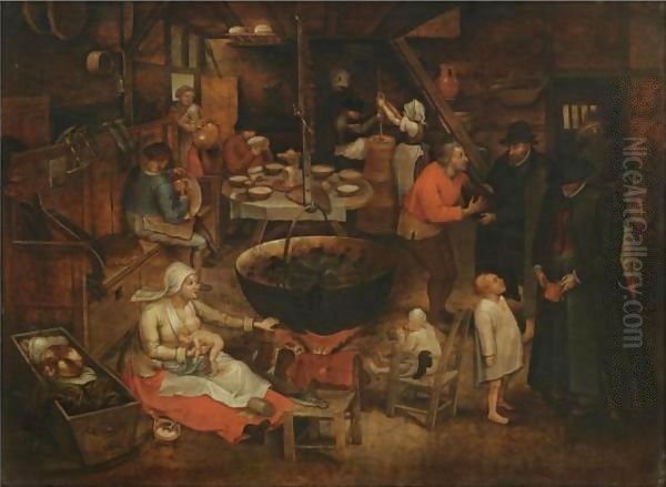 The Visit To The Farm Oil Painting by Pieter The Younger Brueghel