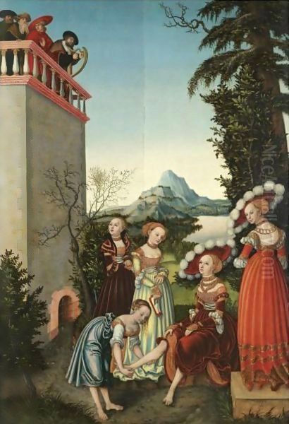 David And Bathsheba Oil Painting by Lucas The Elder Cranach