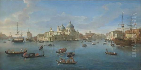 Venice, A View Of The Bacino Di San Marco Looking West With The Punta Della Dogana And The Entrance To The Grand Canal Oil Painting by Caspar Andriaans Van Wittel