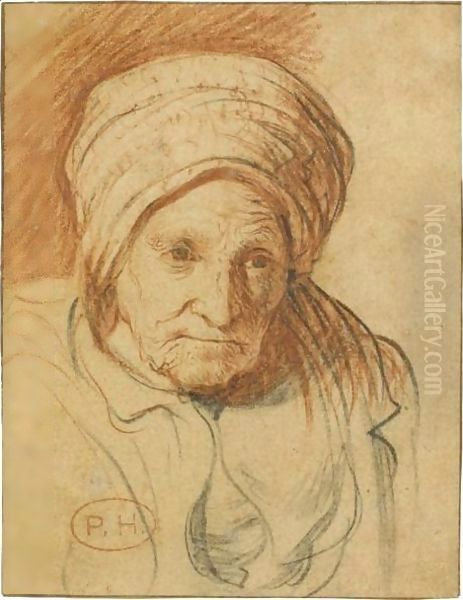 Head Of An Old Woman (Rembrandt's Mother) Oil Painting by Jan Lievens