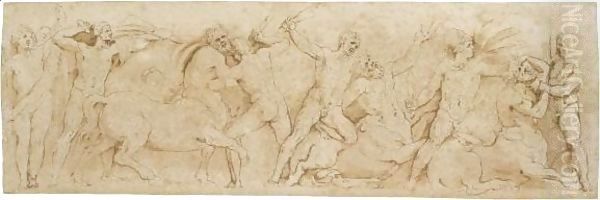 The Battle Of The Centaurs And The Lapiths Oil Painting by Battista Franco