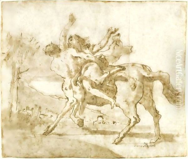 Nessus And Dejanira Oil Painting by Giovanni Domenico Tiepolo