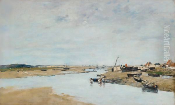 Etaples. La Canche Oil Painting by Eugene Boudin