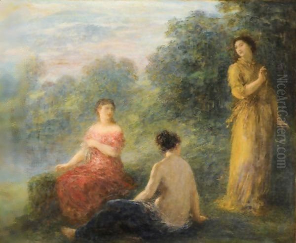 Trois Nymphes Pres D'Une Source Oil Painting by Ignace Henri Jean Fantin-Latour