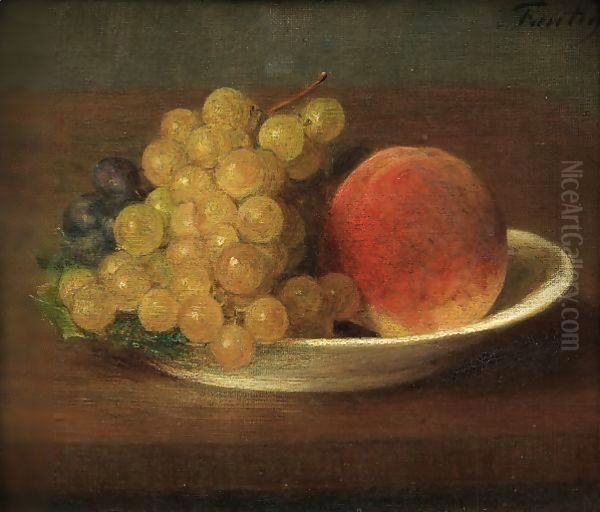 Peches Et Raisins Oil Painting by Ignace Henri Jean Fantin-Latour