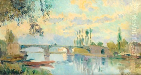 Le Pont De Chatou Oil Painting by Albert Lebourg