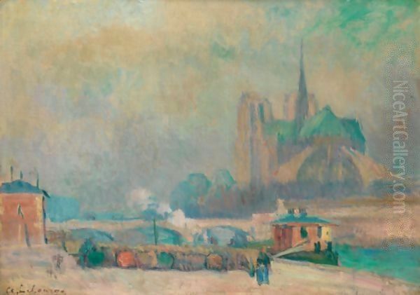 Notre-Dame De Paris Vue Du Quai De La Tournelle Oil Painting by Albert Lebourg