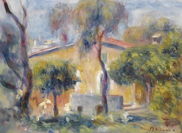 Maisons A Cagnes Oil Painting by Pierre Auguste Renoir