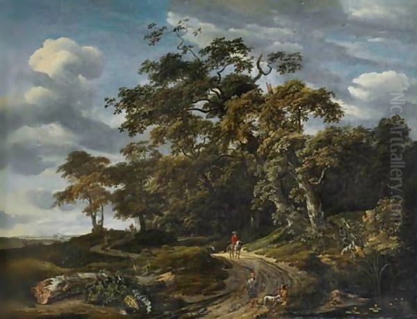 Paysage Boise Avec Un Cavalier Et Un Fauconnier Oil Painting by Jan van Kessel