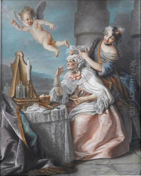 La Folie Pare La Decrepitude Des Ajustements De La Jeunesse Oil Painting by Charles-Antoine Coypel