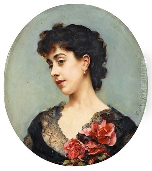 Portrait Presume De La Comtesse Jacquemont, Nee Brialle Oil Painting by Raimundo de Madrazo y Garreta