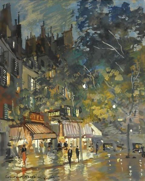 Paris Cafe By Night Oil Painting by Konstantin Alexeievitch Korovin