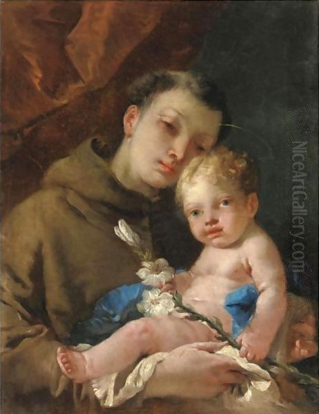 Sant'Antonio Da Padova Col Bambino Oil Painting by Francesco Zugno