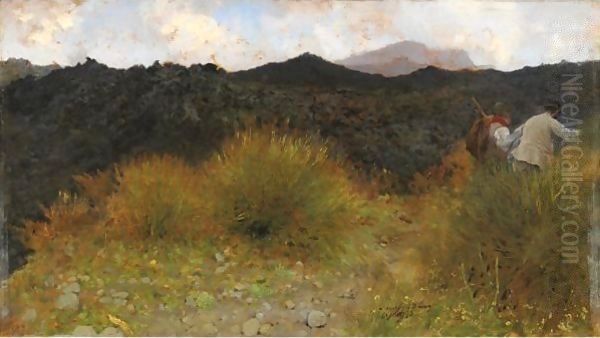 Ritorno Dal Vesuvio Oil Painting by Giuseppe de Nittis