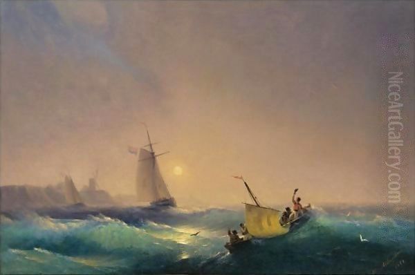 Shipping Off The Dutch Coast Oil Painting by Ivan Konstantinovich Aivazovsky