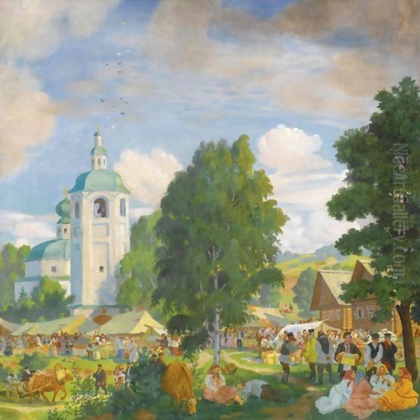 The Village Fair Oil Painting by Boris Kustodiev