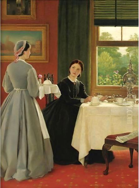 Afternoon Tea Oil Painting by George Dunlop, R.A., Leslie