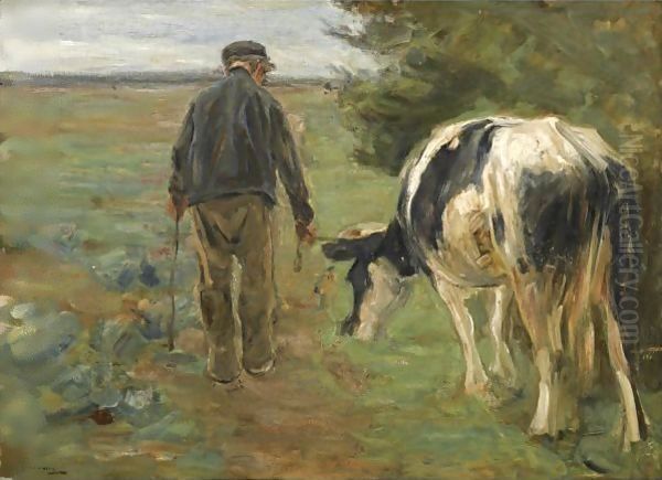 Bauer Mit Kuh (Farmer And Cow) Oil Painting by Max Liebermann