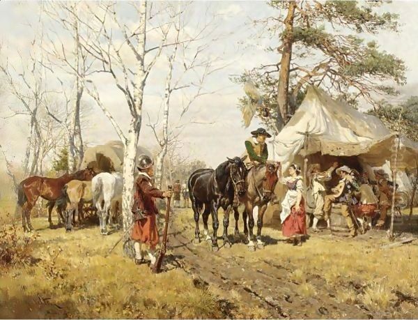 Die Rast (The Halt) Oil Painting by Wilhelm Velten