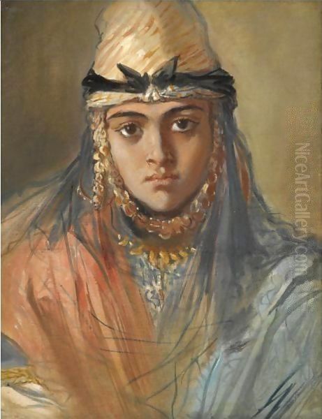 Tete De Jeune Algerienne Juive Oil Painting by Theodore Chasseriau