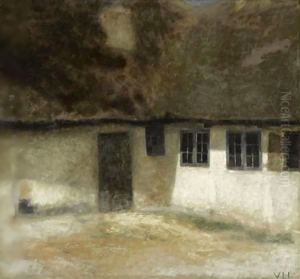 Hjornet Af En Bondegard (Corner Of A Farm) Oil Painting by Vilhelm Hammershoi