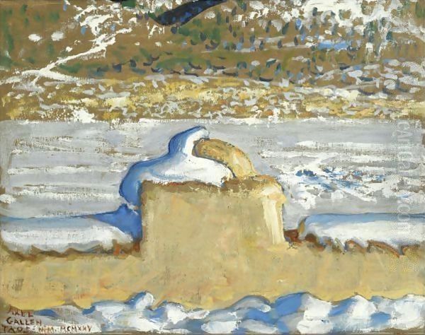 Taos New Meksico Lumen Peitteessa (Taos, New Mexico Under Snow) Oil Painting by Akseli Valdemar Gallen-Kallela