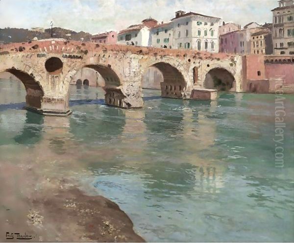 Bro I Verona (Ponte Pietra, Verona) Oil Painting by Fritz Thaulow