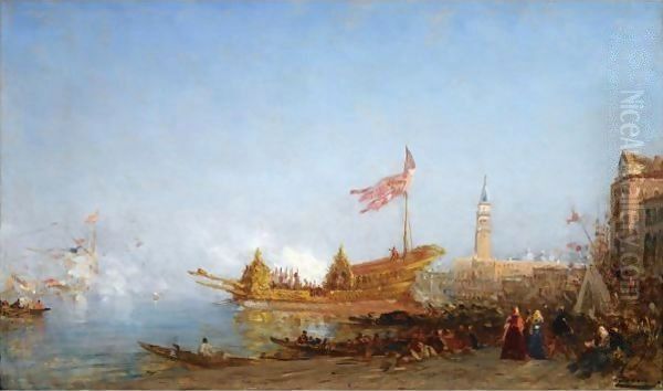 La Sortie Du Buccentaure Devant Le Quai Des Esclavons Oil Painting by Felix Ziem