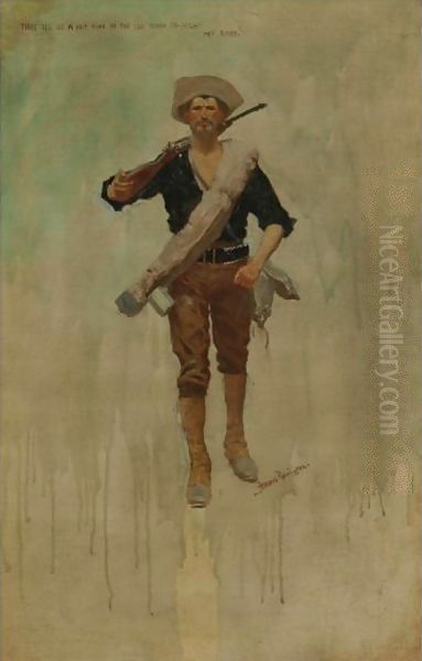 Thre'Ill Be A Hot Time In The Old Town To-Night My Baby. Oil Painting by Frederic Remington