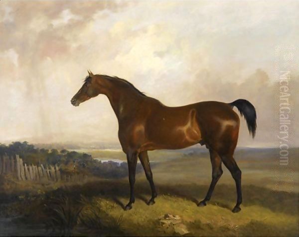 A Bay Horse In A Landscape Oil Painting by Sawrey Gilpin