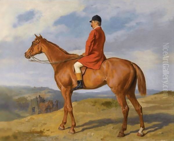 Huntsman In A Landscape Oil Painting by Julius von Blaas