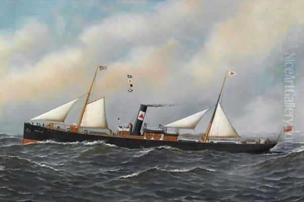 The Screw Steamer Honiton Oil Painting by Antonio Jacobsen