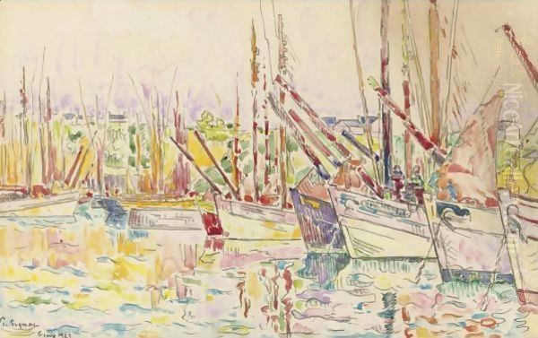 Bateaux, Groix Oil Painting by Paul Signac