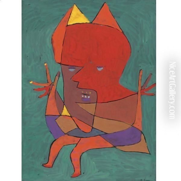 Figurine Kleiner Furtufel (Figurine Small Fire Devil) Oil Painting by Paul Klee