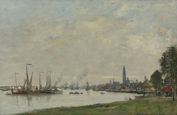 Anvers. Le Port Vu De La Citadelle Nord Oil Painting by Eugene Boudin