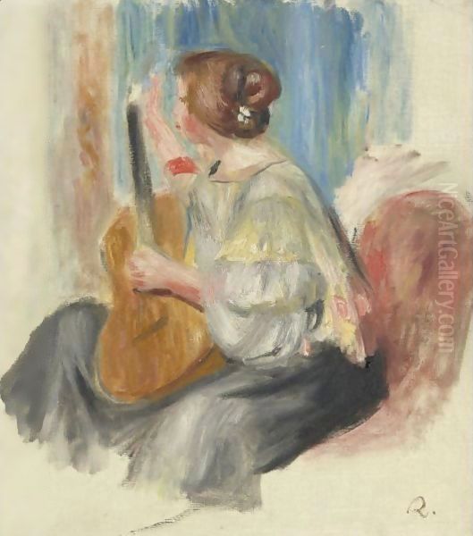 Femme A La Guitare Oil Painting by Pierre Auguste Renoir