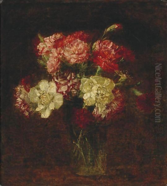 Oeillets 4 Oil Painting by Ignace Henri Jean Fantin-Latour