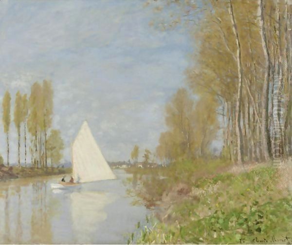 Voilier Sur Le Petit Bras De La Seine, Argenteuil Oil Painting by Claude Oscar Monet