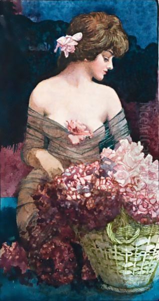 The Flower Seller Oil Painting by Blamire Young