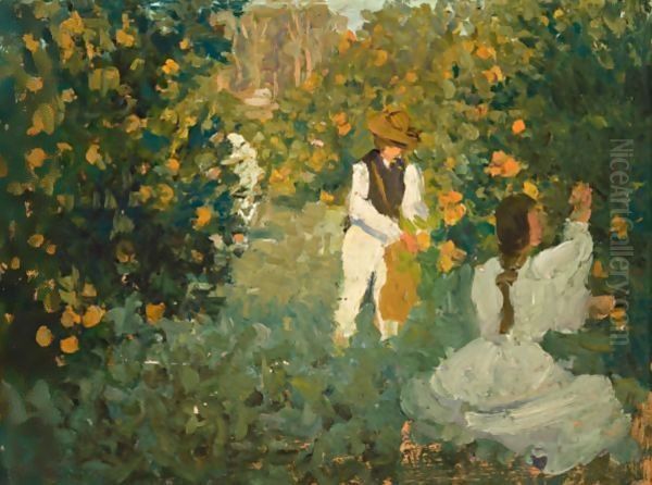 The Orange Pickers Oil Painting by Emanuel Phillips Fox