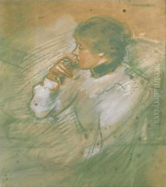 Portrait Of A Lady Smoking Oil Painting by Samuel John Peploe