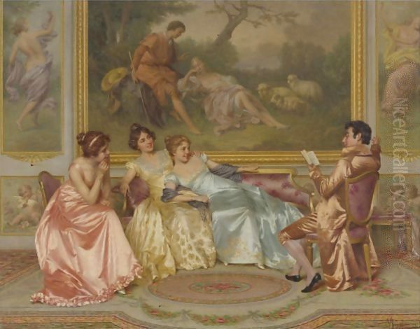 The Storyteller Oil Painting by Vittorio Reggianini