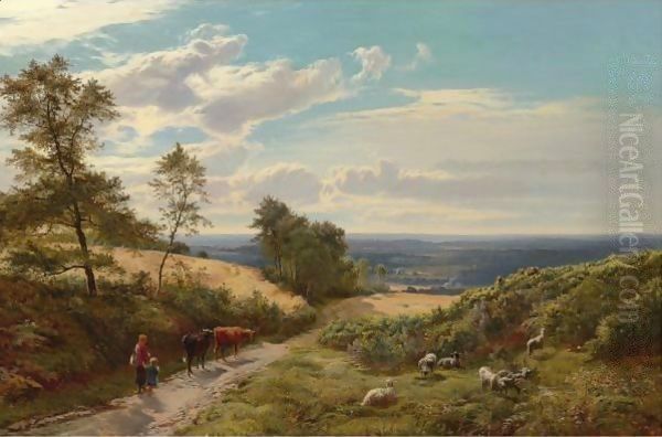 Cattle In The Vale Oil Painting by Sidney Richard Percy