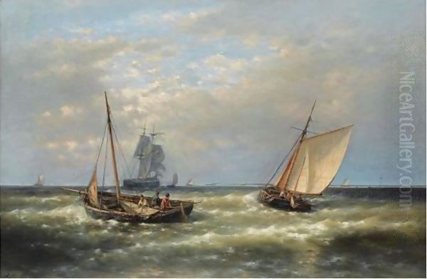 Hauling In The Nets Oil Painting by Abraham Hulk Jun.