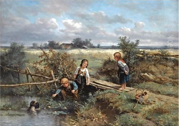 Man's Best Friend Oil Painting by Jan Mari Henri Ten Kate