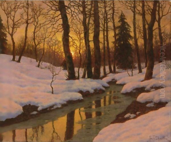 Winter Sunset 2 Oil Painting by Ivan Fedorovich Choultse