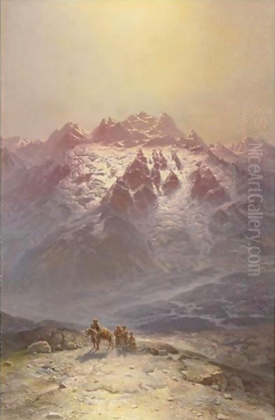 Mountain Scene Oil Painting by Ilya Nikolaevich Zankovsky