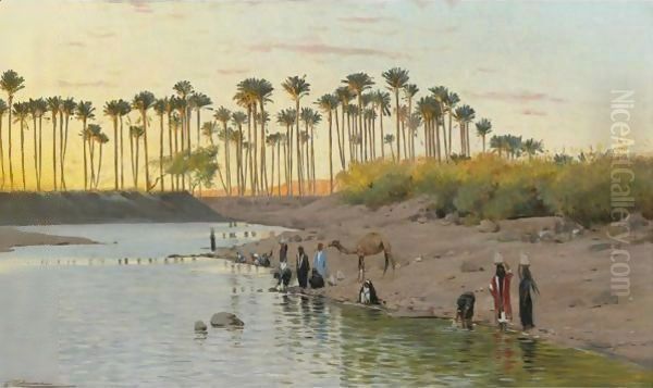 By The Riverside Oil Painting by Wilhelm Kuhnert