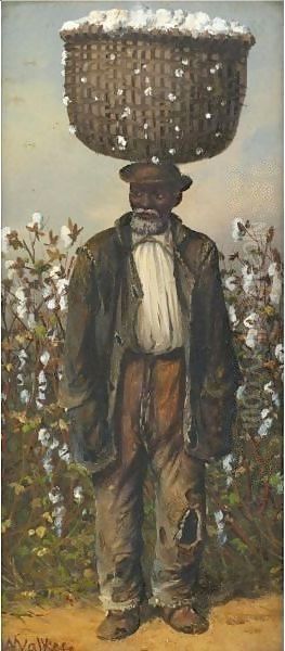 Man With A Basket Of Cotton Oil Painting by William Aiken Walker