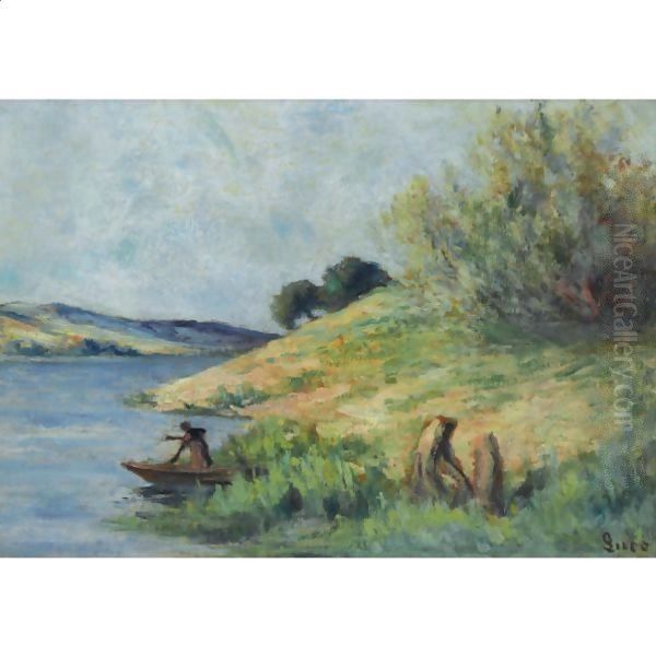 Bords De Seine Oil Painting by Maximilien Luce